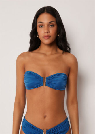 Bandeau-bikinitopp i glansig satin