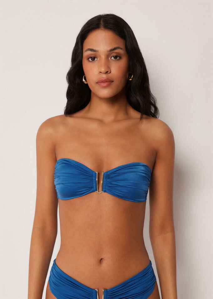 Bandeau-bikinitopp i glansig satin