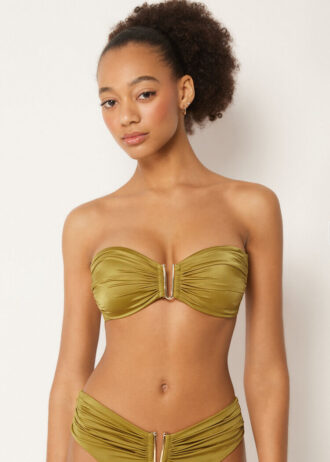 Bandeau-bikinitopp i glansig satin