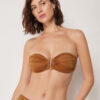 Bandeau-bikinitopp i glansig satin