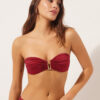 Bandeau-bikinitopp i glansig satin