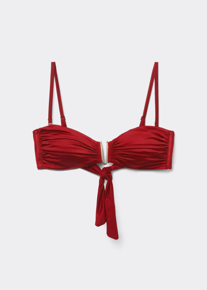 Bandeau-bikinitopp i glansig satin
