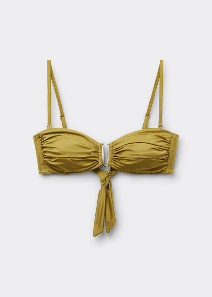 Bandeau-bikinitopp i glansig satin