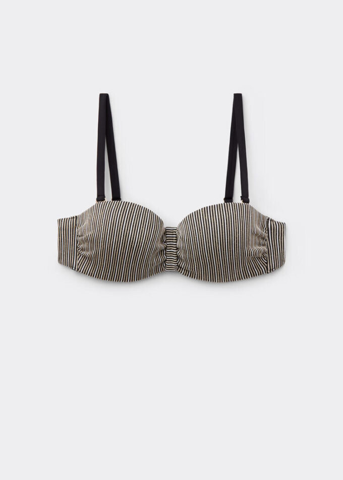 Bandeau-bikinitopp med guldränder