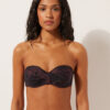 Bandeau-bikinitopp mörk animalier