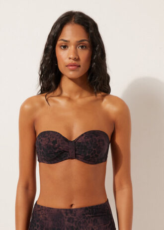 Bandeau-bikinitopp mörk animalier