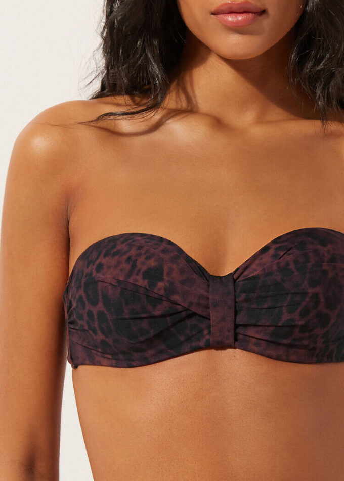 Bandeau-bikinitopp mörk animalier