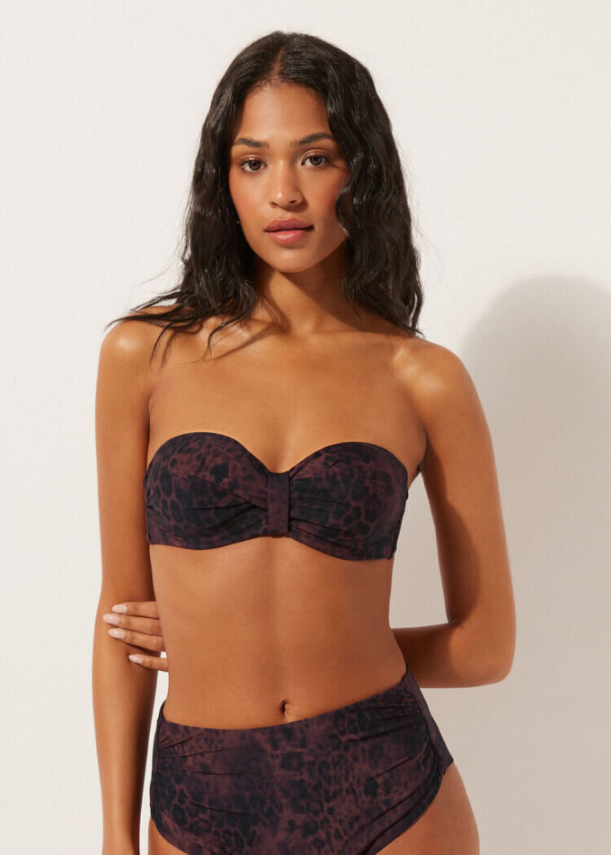 Bandeau-bikinitopp mörk animalier