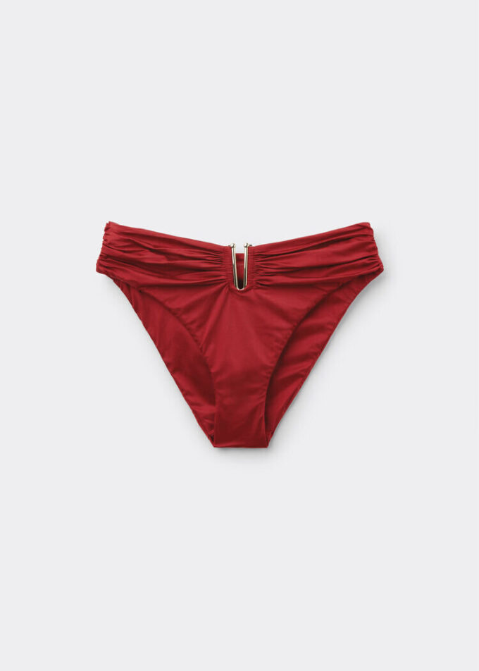 Bikinibotten med hög midja i glansig satin Bikinibotten med hög midja i glansig satin