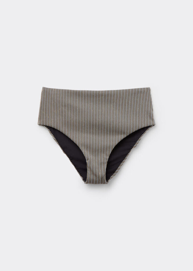 Bikinibottnar med hög midja och guldiga ränder Bikinibottnar med hög midja och guldiga ränder
