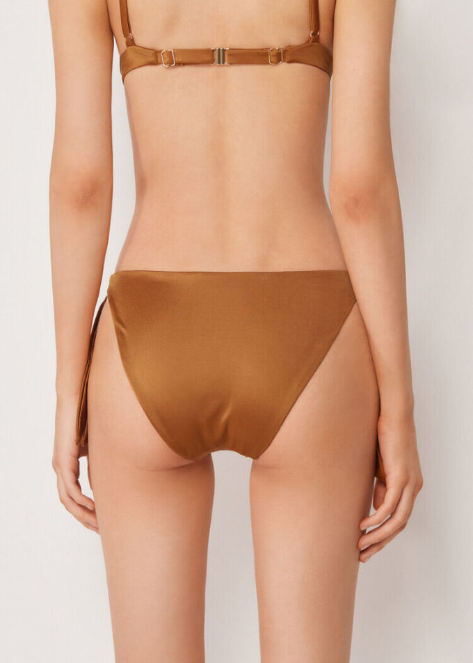 Bikinitrosor med knytband i sidan, glansigt satin