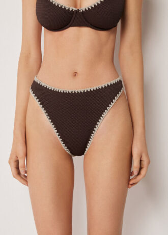 Brasilianska bikinitrosor med hög midja, tvåfärgad broderi