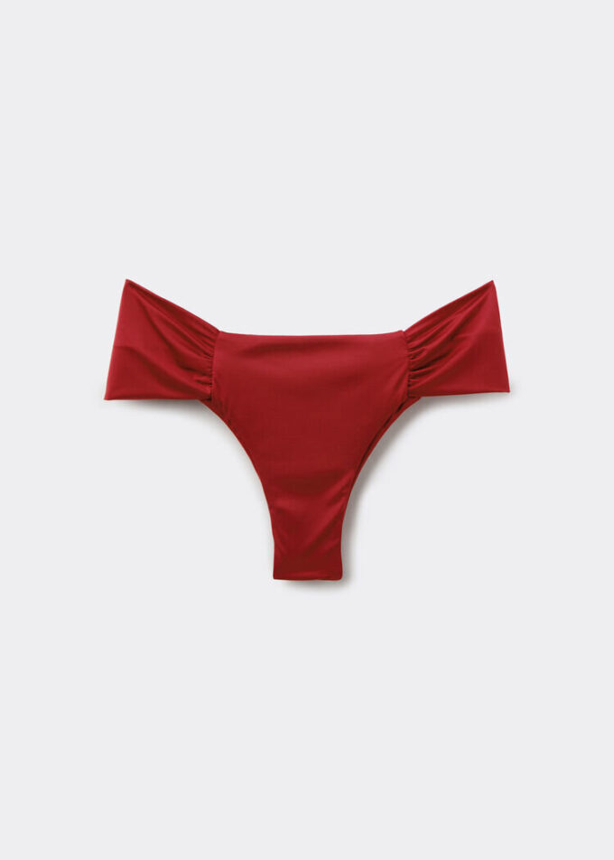 Draperad Brasilia-bikinitrosor i glänsande satin Draperad Brasilia-bikinitrosor i glänsande satin