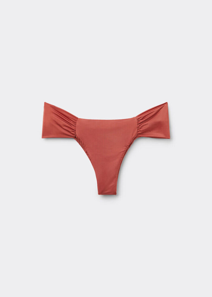 Draperad Brasilia-bikinitrosor i glänsande satin Draperad Brasilia-bikinitrosor i glänsande satin