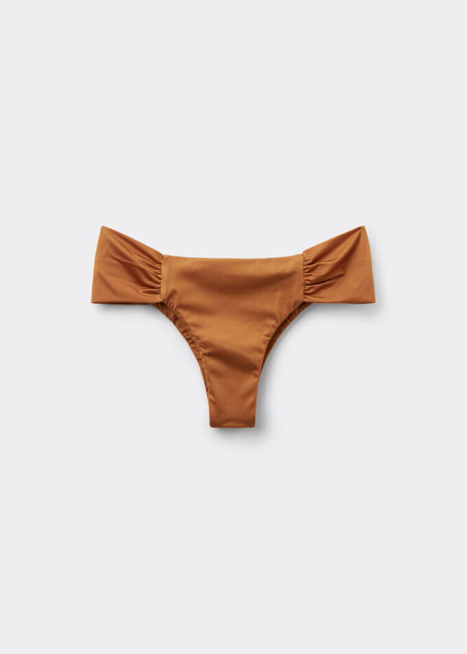 Draperad Brasilia-bikinitrosor i glänsande satin Draperad Brasilia-bikinitrosor i glänsande satin