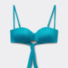 Graderad vadderad bandeau-bikinitopp i glänsande satin