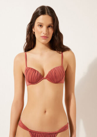 Push-up-bikinitopp i glänsande satin