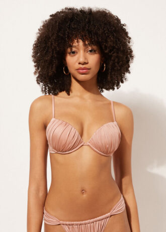 Push-up-bikinitopp i glänsande satin
