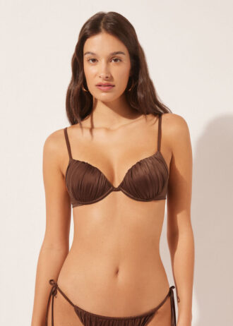Push-up-bikinitopp i glänsande satin