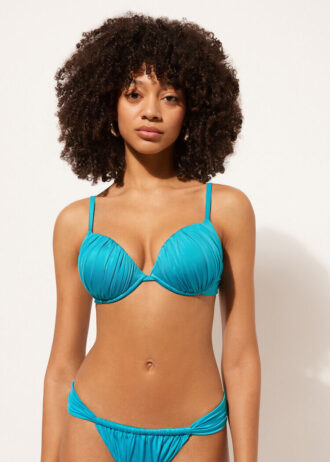 Push-up-bikinitopp i glänsande satin