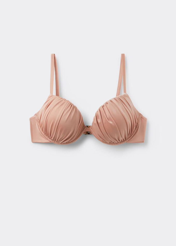 Push-up-bikinitopp i glänsande satin