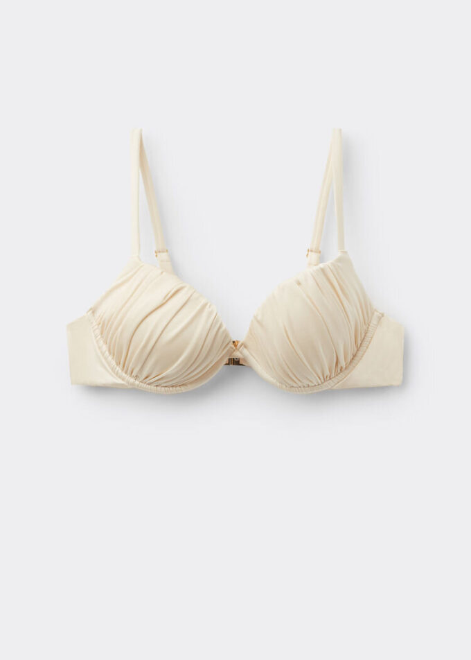 Push-up-bikinitopp i glänsande satin