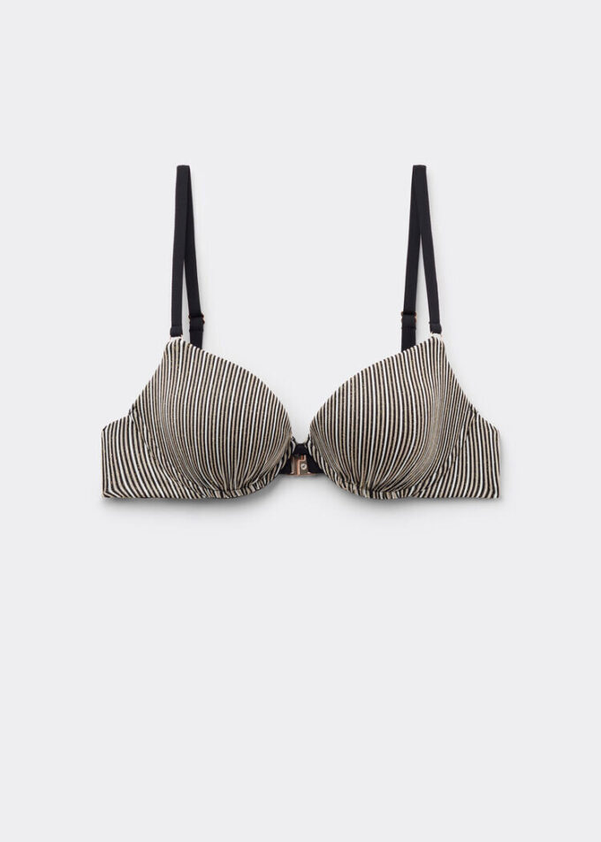 Push-up-bikinitopp med guldränder Push-up-bikinitopp med guldränder