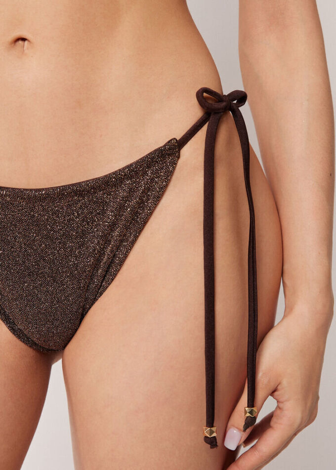 Stringbikinibotten Brown Glitter Stringbikinibotten Brown Glitter