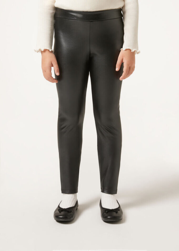 Thermal leggings för flickor med Leather Effect-look