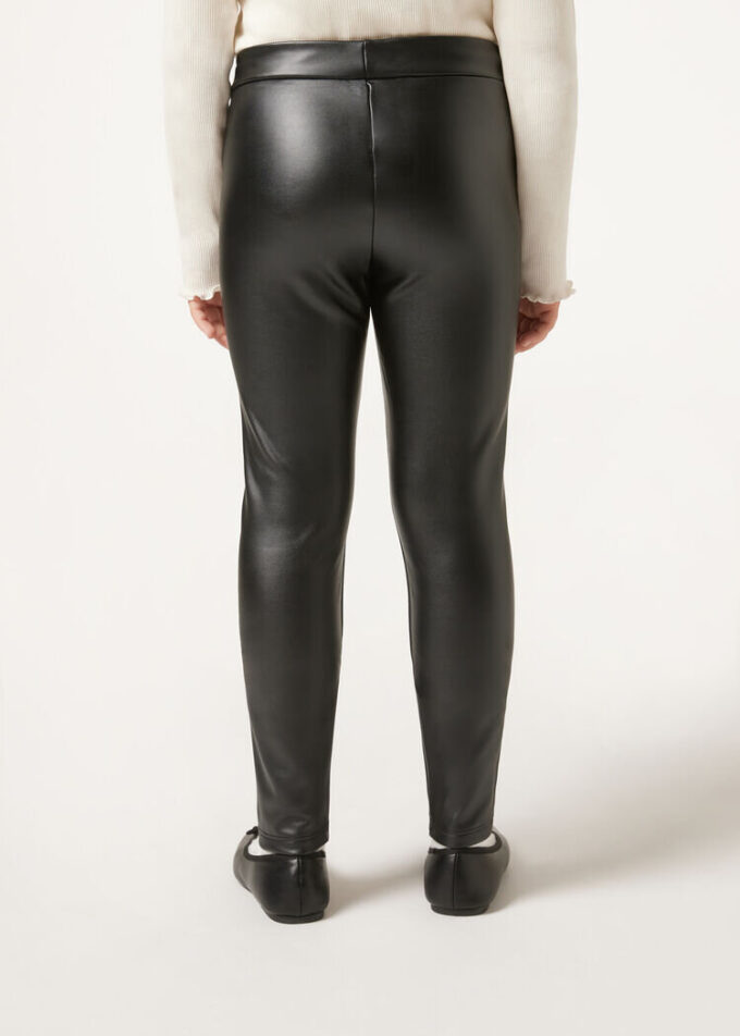 Thermal leggings för flickor med Leather Effect-look