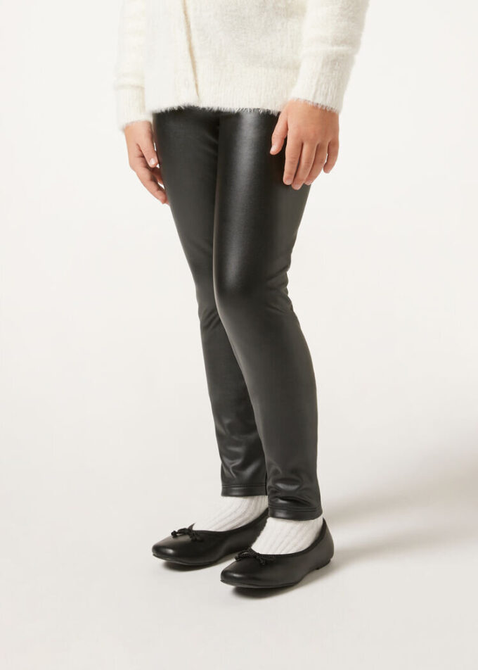 Thermal leggings för flickor med Leather Effect-look