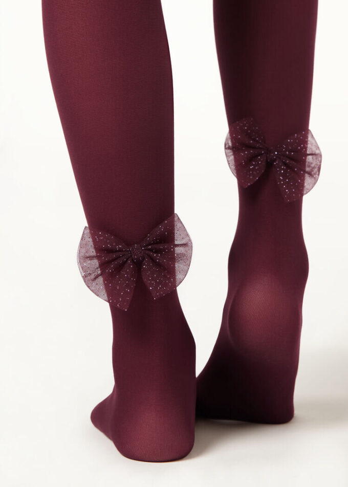 Tights för flickor med rosett Tights för flickor med rosett
