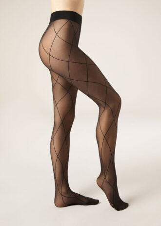 Tights med genomskinliga romber