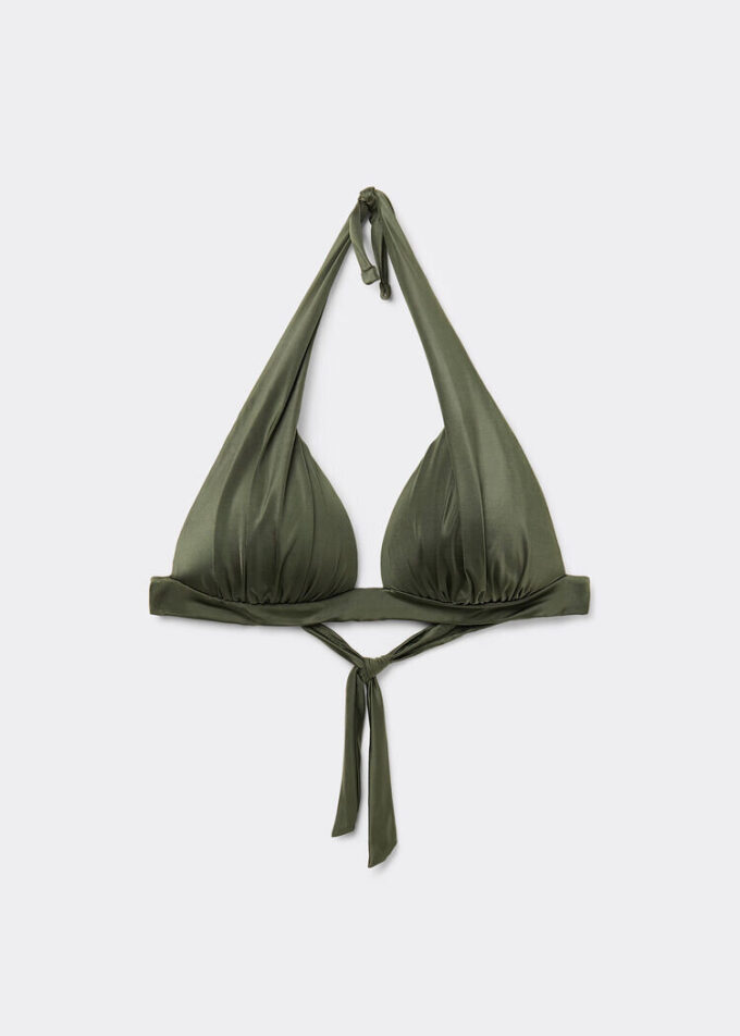 Triangeltopp med graderad vaddering, glansig satin Triangeltopp med graderad vaddering, glansig satin