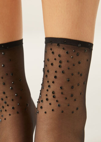 Tunna korta strumpor med strass