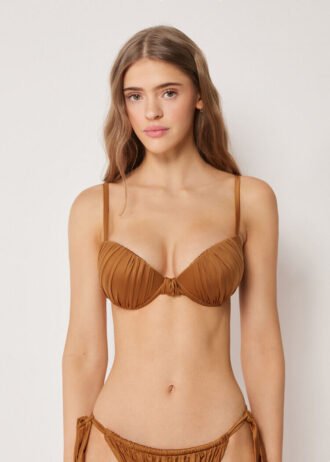 Vadderad Push-up-bikinitopp i glänsande satin
