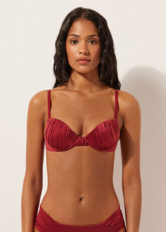 Vadderad Push-up-bikinitopp i glänsande satin