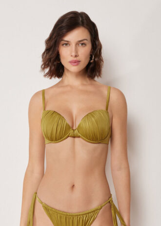 Vadderad Push-up-bikinitopp i glänsande satin