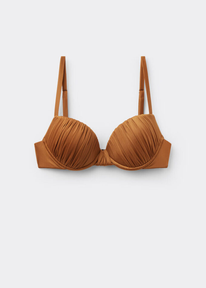 Vadderad Push-up-bikinitopp i glänsande satin Vadderad Push-up-bikinitopp i glänsande satin