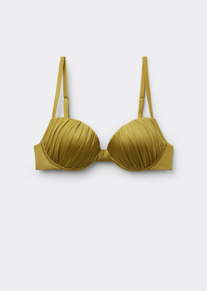 Vadderad Push-up-bikinitopp i glänsande satin Vadderad Push-up-bikinitopp i glänsande satin